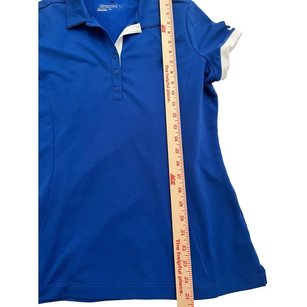 Nike Dri-Fit Women's Golf Tour Performance Polo Shirt Size L Blue, Cap Sleeve